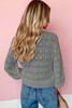 Gray Lightweight Buttoned Front Crochet Cardigan