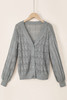 Gray Lightweight Buttoned Front Crochet Cardigan