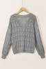 Gray Lightweight Buttoned Front Crochet Cardigan