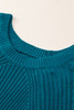 Blue-3 Hollow-out Puffy Sleeve Knit Sweater