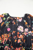 Black Plus Size Floral Print Tie Neck Cinched Waist Long Sleeve Mini Dress