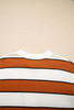 Brown Stripe Ribbed Polo Collar Drop Shoulder Sweater