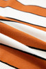 Brown Stripe Ribbed Polo Collar Drop Shoulder Sweater