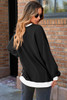 Black Contrast Ribbed Color Block Patchwork Baggy Sweatshirt