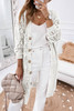 White Hollow-out Openwork Knit Cardigan