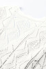 White Hollow-out Openwork Knit Cardigan