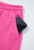 Bright Pink Raw Edge Half Buttons Pullover and Jogger Pants Set