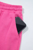 Bright Pink Raw Edge Half Buttons Pullover and Jogger Pants Set