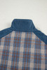 Gray Plaid Corduroy Patchwork Collared Zip Up Snap Button Jacket