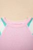 Bonbon Striped Colorblock Patchwork Raglan Pullover Top with Slits