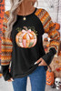 Orange Cute Pumpkin Graphic Geo Print Raglan Long Sleeve Tee