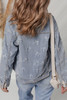 Sky Blue Bow Knot Print Light Wash Raw Hem Denim Jacket Sky Blue Bow Knot Print Light Wash Raw Hem Denim Jacket