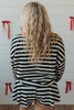 Black Stripe Color Block Edge Pullover and Shorts PLus Size Set