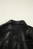Black Faux Leather Buttoned Front Boxy Jacket