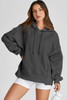 Gray Cable Textured Baggy Solid Hoodie Gray Cable Textured Baggy Solid Hoodie