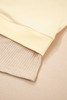 Apricot 2 in 1 Faux Two Piece Patchwork Round Neck Sweatshirt