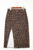 Brown Leopard Denim Frayed Split Denim Midi Skirt Brown Leopard Denim Frayed Split Denim Midi Skirt