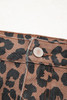 Brown Leopard Denim Frayed Split Denim Midi Skirt Brown Leopard Denim Frayed Split Denim Midi Skirt