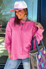 Bonbon Spiral Ribbed Exposed Seam Detail Plus Size Long Sleeve Top