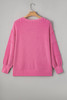 Bonbon Spiral Ribbed Exposed Seam Detail Plus Size Long Sleeve Top