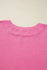 Bonbon Spiral Ribbed Exposed Seam Detail Plus Size Long Sleeve Top