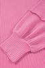 Bonbon Spiral Ribbed Exposed Seam Detail Plus Size Long Sleeve Top