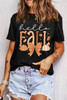 Black Hello Fall Thanksgiving Bow Pumpkin Graphic Tee