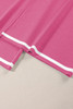Bright Pink Contrast Trim Half Sleeve Top Drawstring Pants Loose 2pcs Sweater Suit