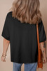 Black Western Shiny Horseshoes Pattern High Low Hem Casual T Shirt