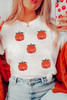White Glitter Pumpkin Patched Cotton Blend T Shirt