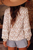 Yellow Printed Lace Detail Floral Puff Sleeve Fall Shirt