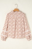 Yellow Printed Lace Detail Floral Puff Sleeve Fall Shirt