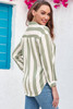 Green Striped Soft Relaxed Button Up Shirt