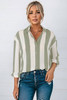Green Striped Soft Relaxed Button Up Shirt