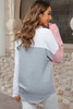 Dusty Pink Color Block/Pure Color Patch Pocket Shirt