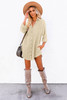 Beige Corduroy Shirt Style Full Button Long Sleeve Shift Mini Dress