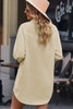 Beige Corduroy Shirt Style Full Button Long Sleeve Shift Mini Dress