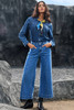 Dark Blue Plain Seam Detail Flared Bottom Ankle Length Jeans Dark Blue Plain Seam Detail Flared Bottom Ankle Length Jeans