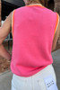 Bright Pink Contrast Trim Pearl Detail Sweater Tank Top
