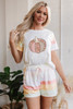 White Pumpkin Graphic Rainbow Rush Shift Tee and Short Loungewear