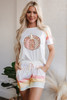 White Pumpkin Graphic Rainbow Rush Shift Tee and Short Loungewear