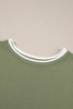 Guacamole Green Contrast Trim Half Sleeve Top Drawstring Pants Loose 2pcs Sweater Suit