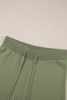 Guacamole Green Contrast Trim Half Sleeve Top Drawstring Pants Loose 2pcs Sweater Suit