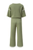 Guacamole Green Contrast Trim Half Sleeve Top Drawstring Pants Loose 2pcs Sweater Suit