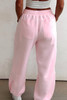 Light Pink Drawstring Waist Patchwork Solid Color Jogger Pants