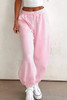 Light Pink Drawstring Waist Patchwork Solid Color Jogger Pants