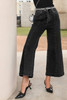 Black Plain Seam Detail Flared Bottom Ankle Length Jeans Black Plain Seam Detail Flared Bottom Ankle Length Jeans
