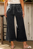 Black Plain Seam Detail Flared Bottom Ankle Length Jeans Black Plain Seam Detail Flared Bottom Ankle Length Jeans