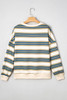 Khaki Stripe Crew Neck Drop Shoulder Pullover Sweatshirt