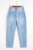 Beau Blue High Rise Barrel Relaxed Patch Pocket Jeans